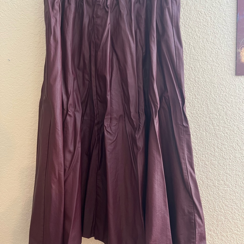 GAP Pleather Pleated Rich Purple Midi Skirt